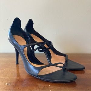 Bally Black Sardana Skinny Strap Leather Heel 39.5